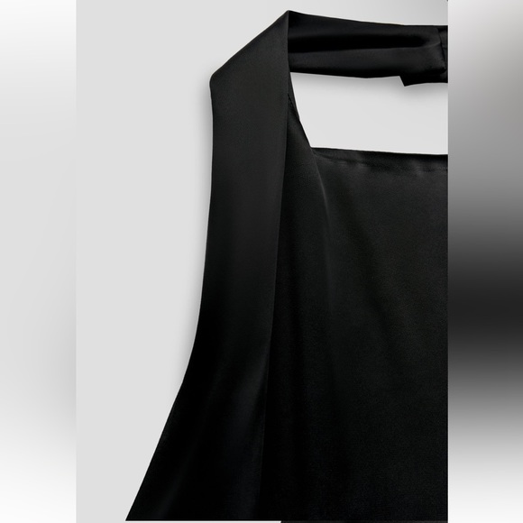Zara Black Open back Slit Hem Halter neck Long Dress LIMITED EDITION size XS NWT - Picture 11 of 16